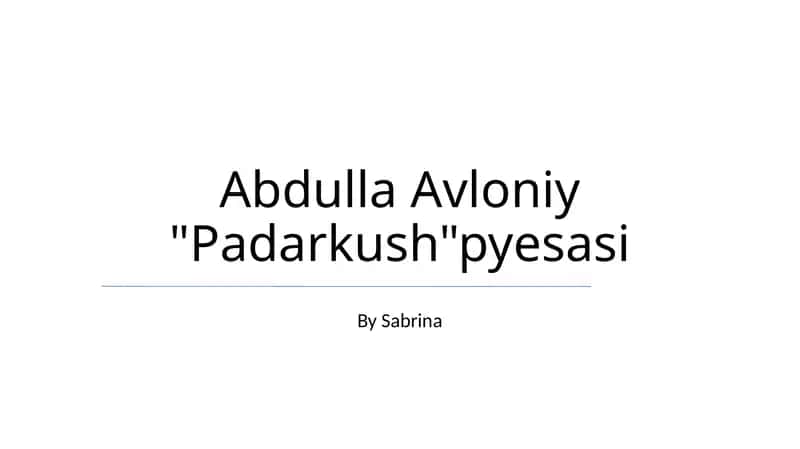 Padarkush pyesasi 1