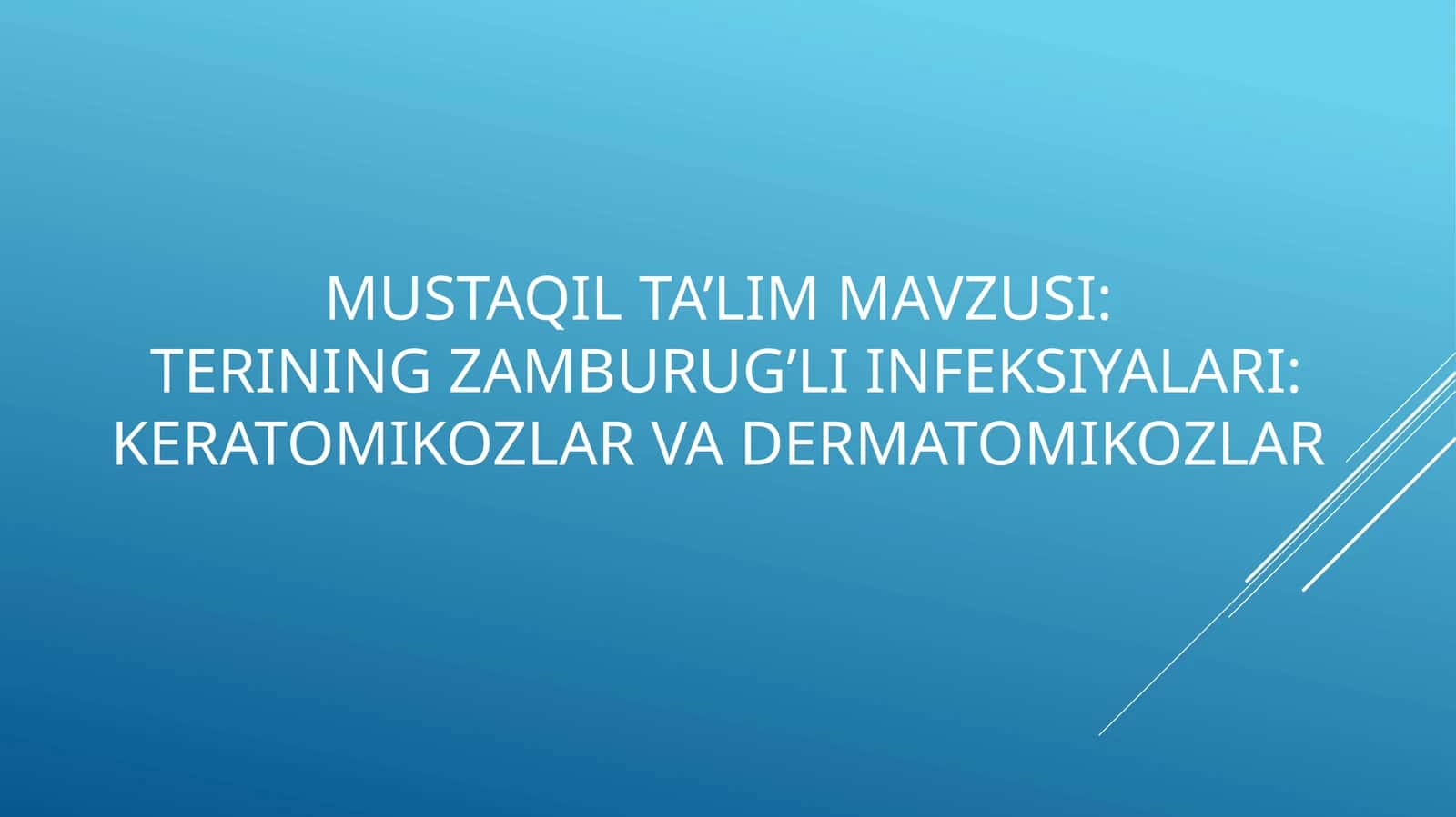Terining zamburug'li infeksiyalari: Keratomikozlar va Dermatomikozlar 1