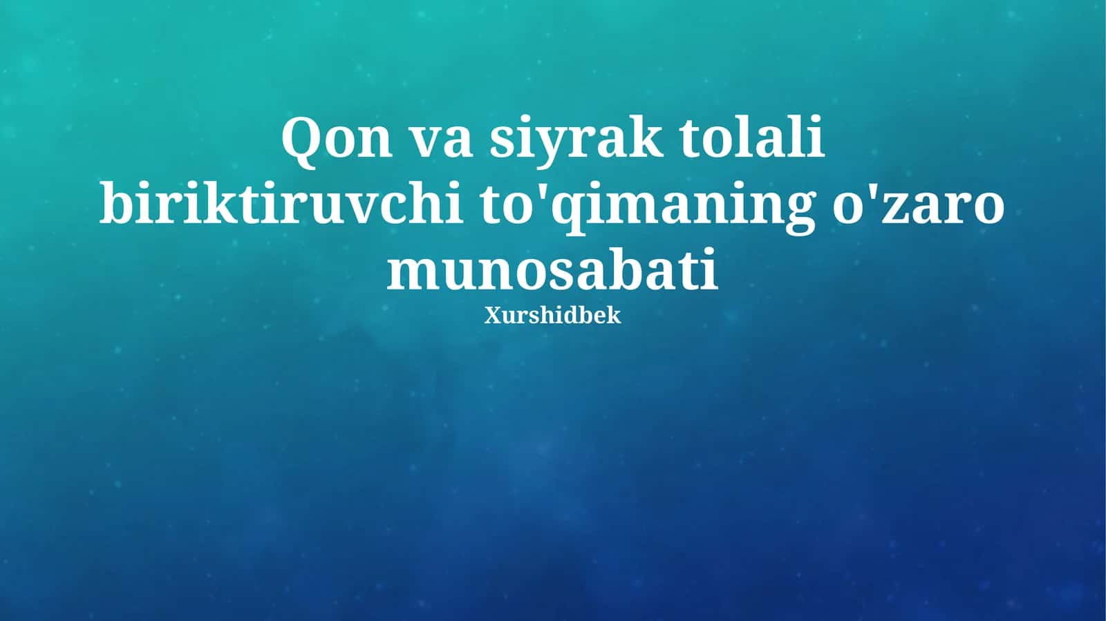Qon va siyrak tolali biriktiruvchi to'qimaning o'zaro munosabati 1