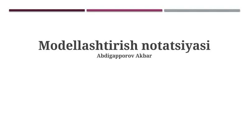 Modellashtirish notatsiyasi 1