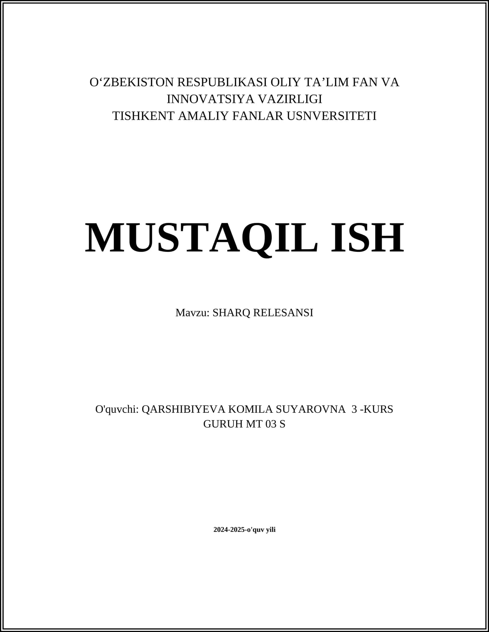 SHARQ RELESANSI 1