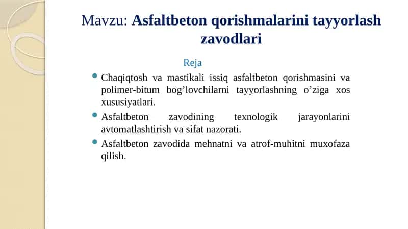Аsfaltbeton qorishmalarini tayyorlash zavodlari 1