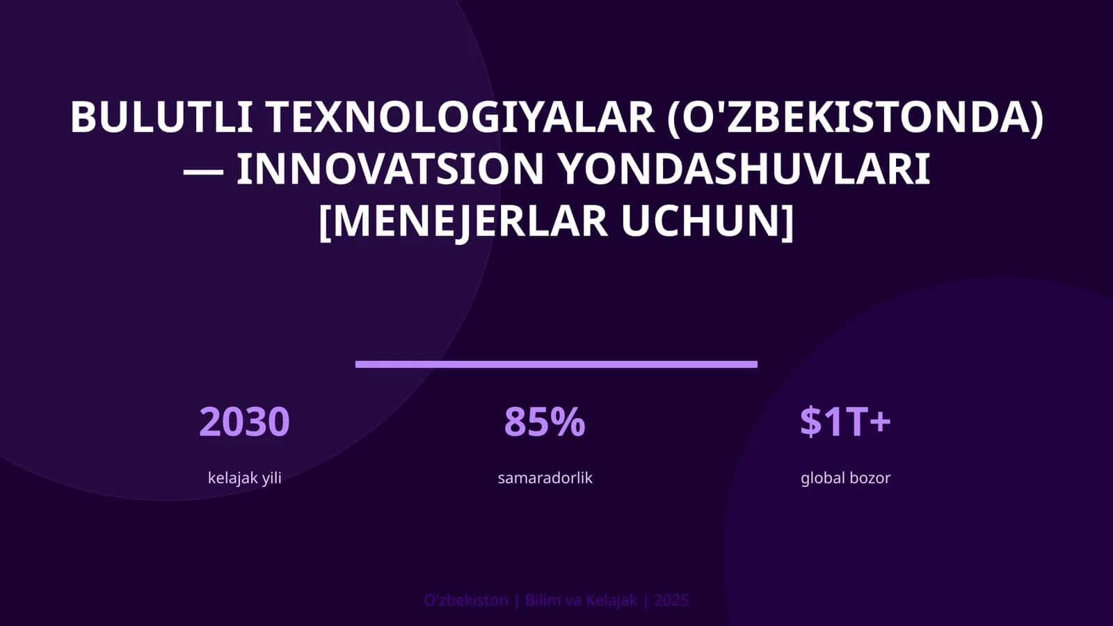 Bulutli texnologiyalar (O'zbekistonda) — innovatsion yondashuvlari [menejerlar uchun] 1
