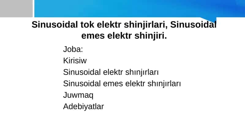 Elektr togi yamasa kernewdiń forması 1