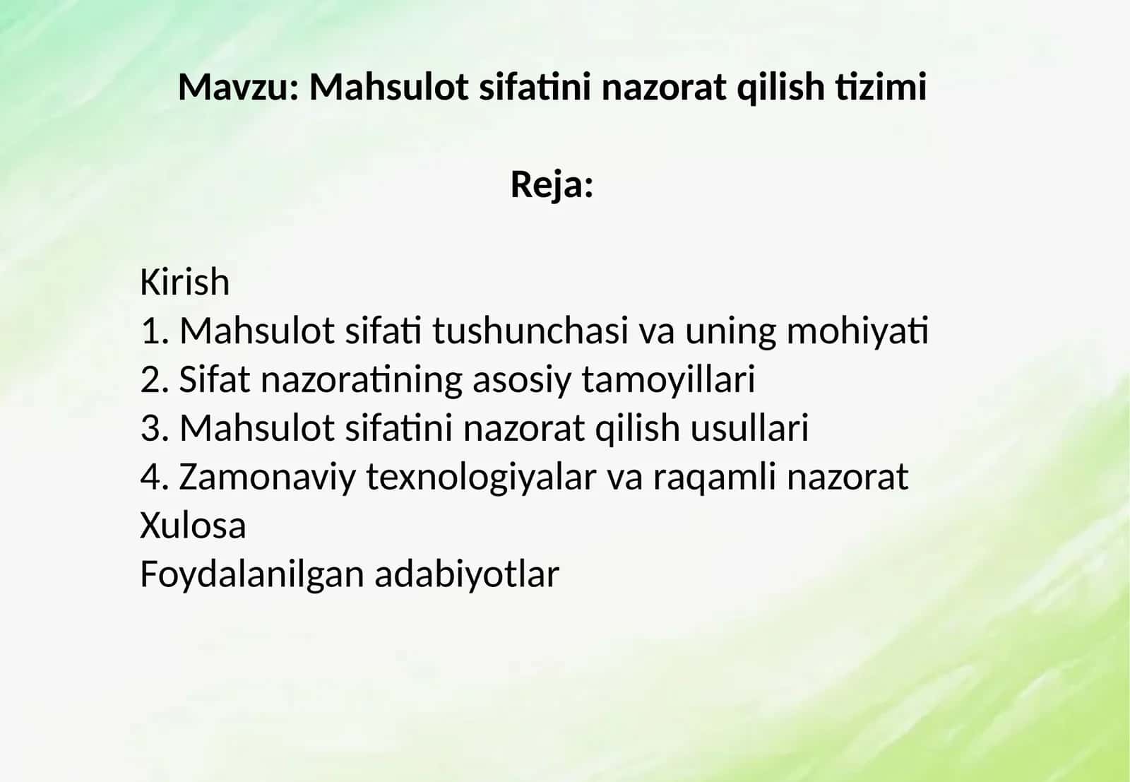 Mahsulot sifatini nazorat qilish tizimi 1