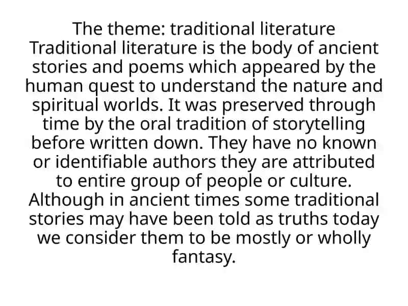 Traditional Literature 1