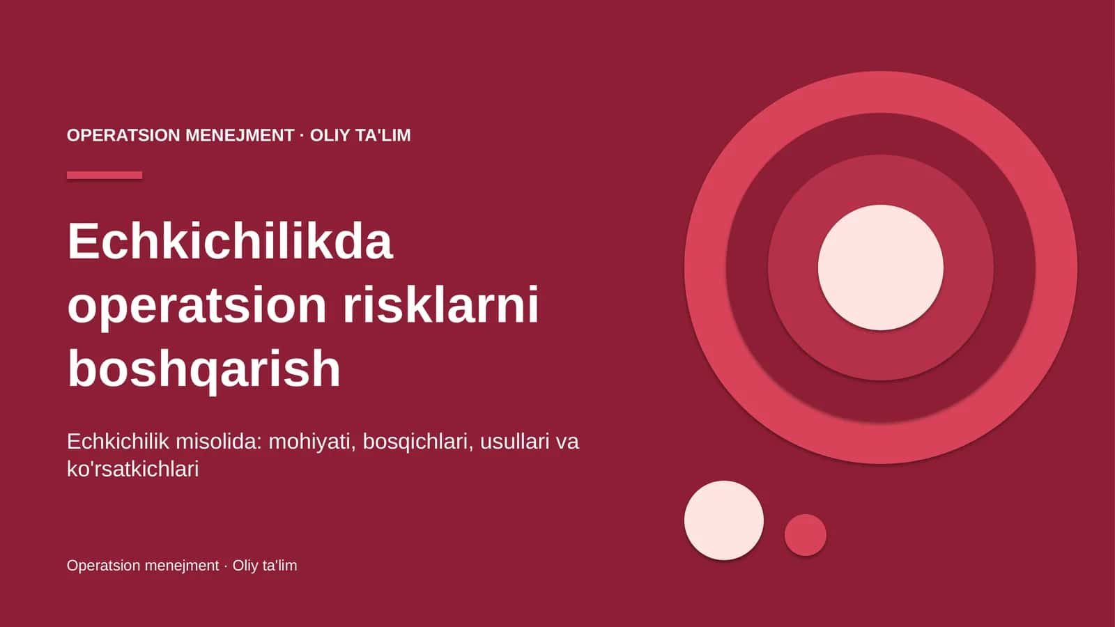 Echkichilikda operatsion risklarni boshqarish 1