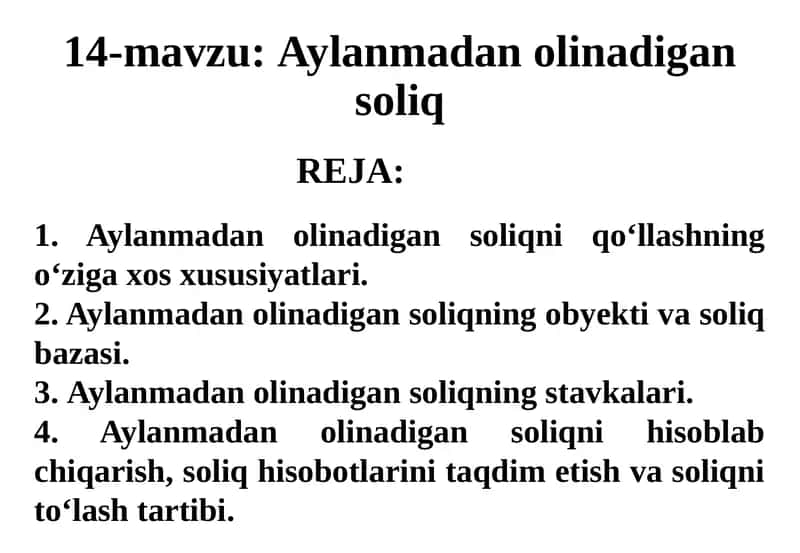 Aylanmadan olinadigan soliq 1