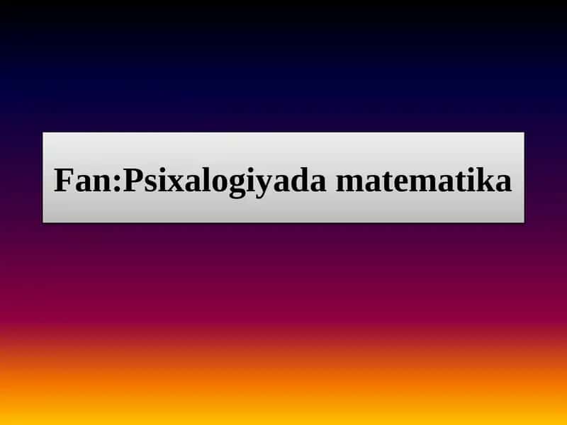 Mavzu:Hodisalar ustida amallar 1