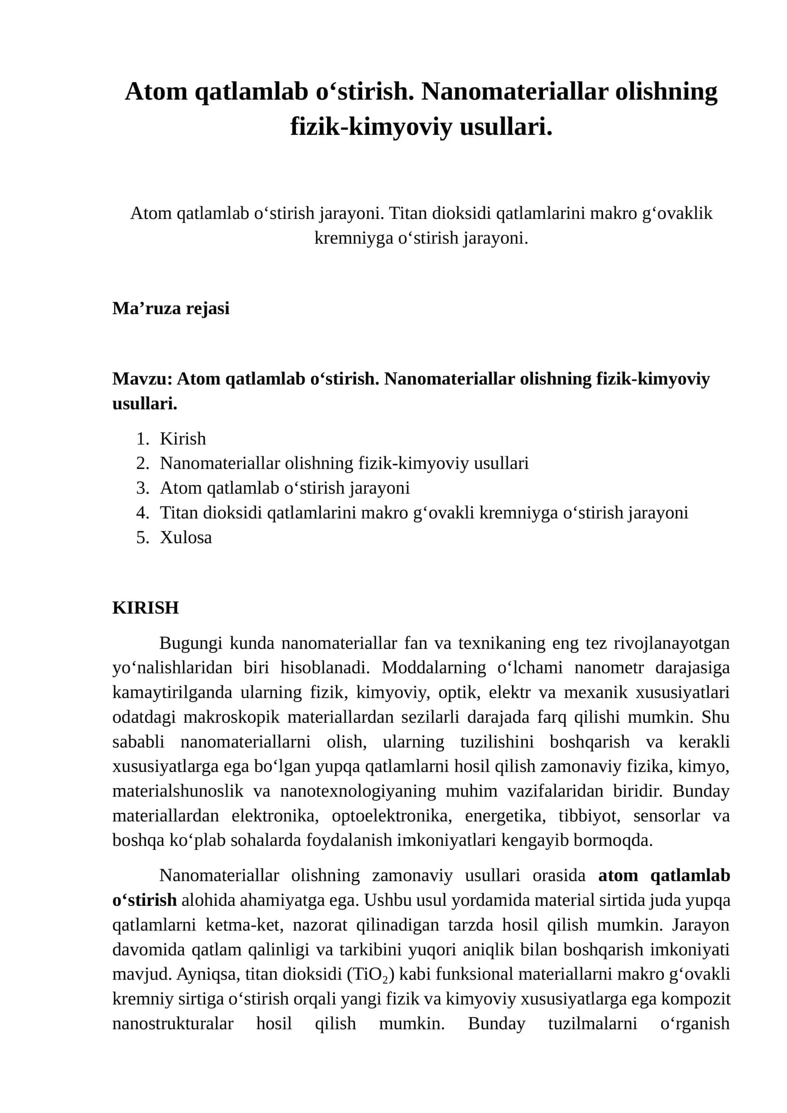 Atom qatlamlab o‘stirish 1