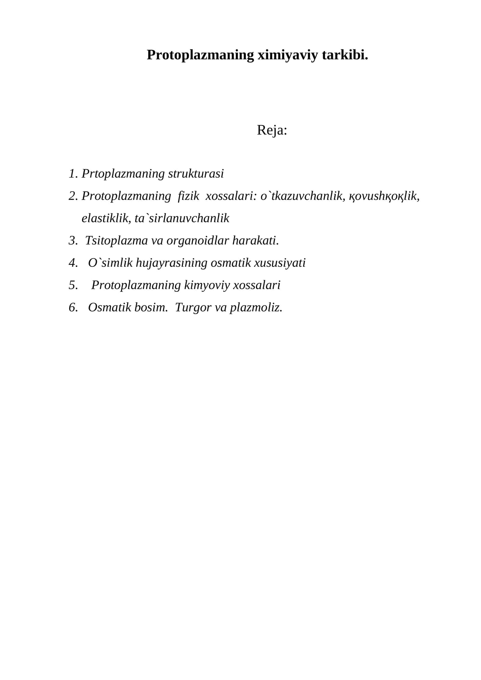 Protoplazmaning ximiyaviy tarkibi 1