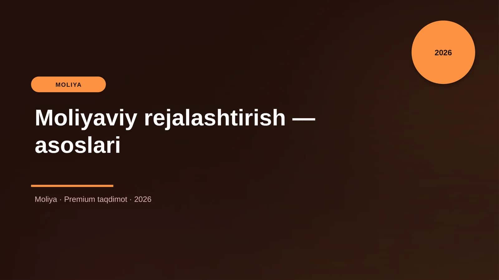 Moliyaviy rejalashtirish — asoslari 1