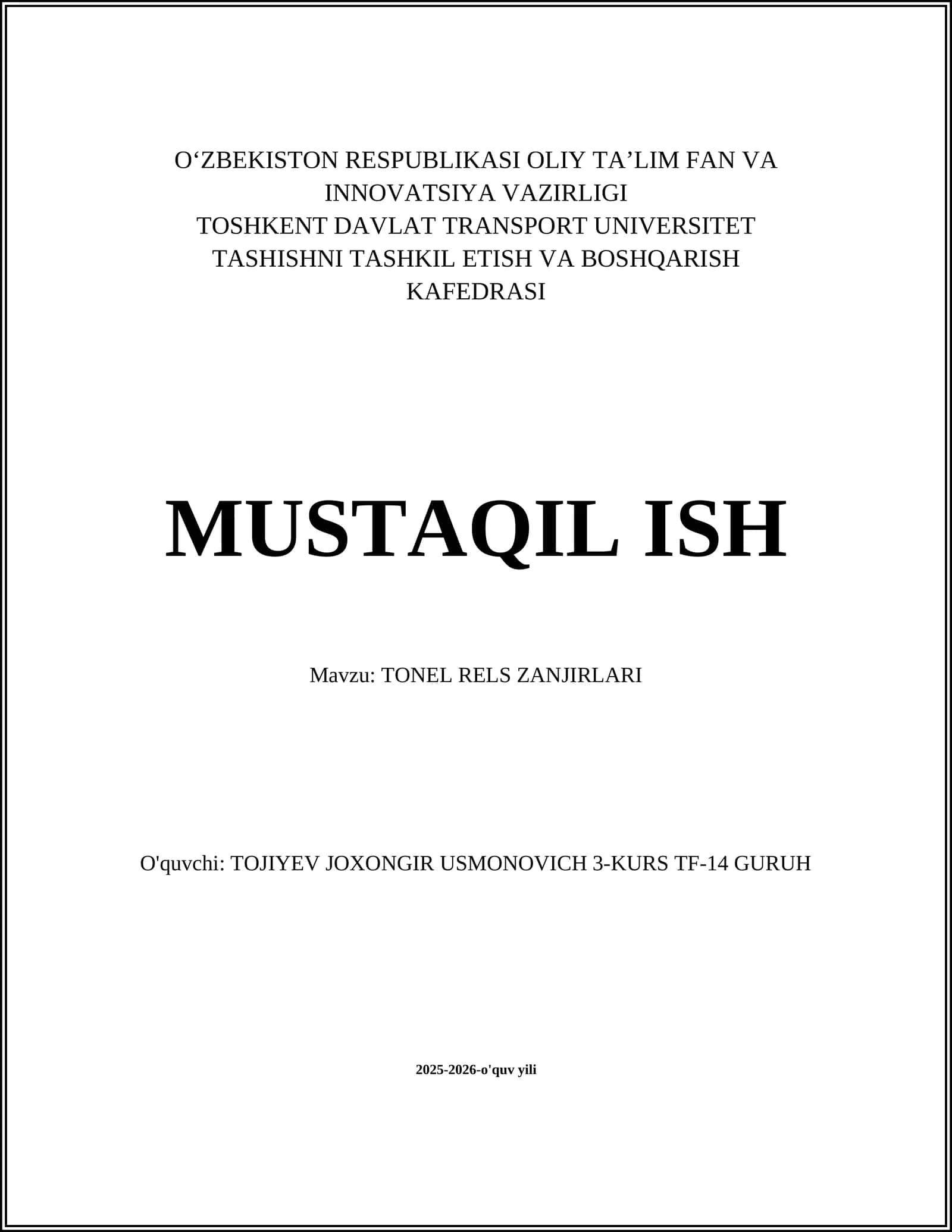 TONEL RELS ZANJIRLARI 1