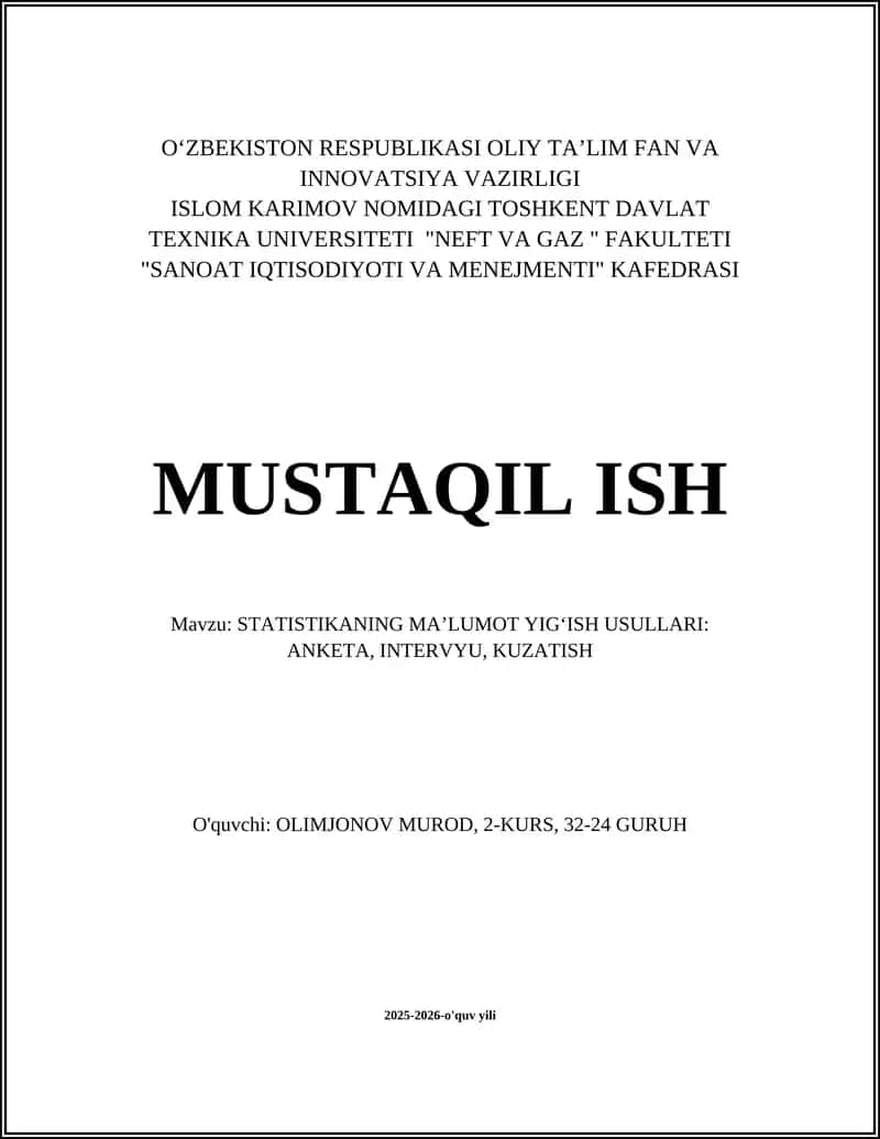 Anketa: ta'rifi va asosiy turlari 1