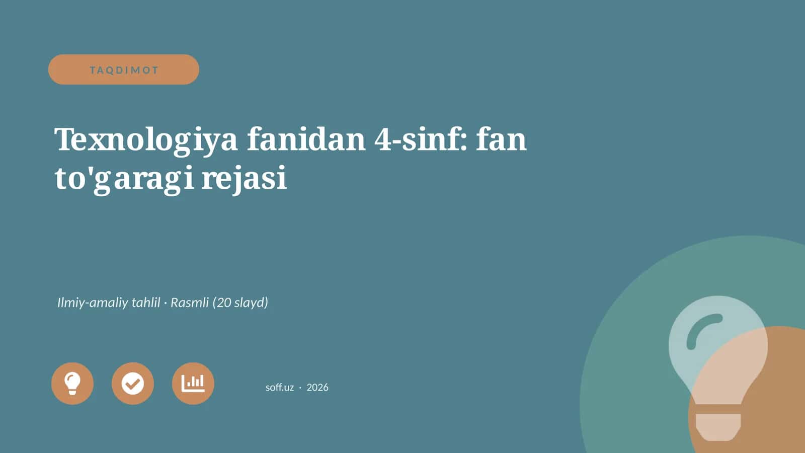Texnologiya fanidan 4-sinf: fan to'garagi rejasi 1