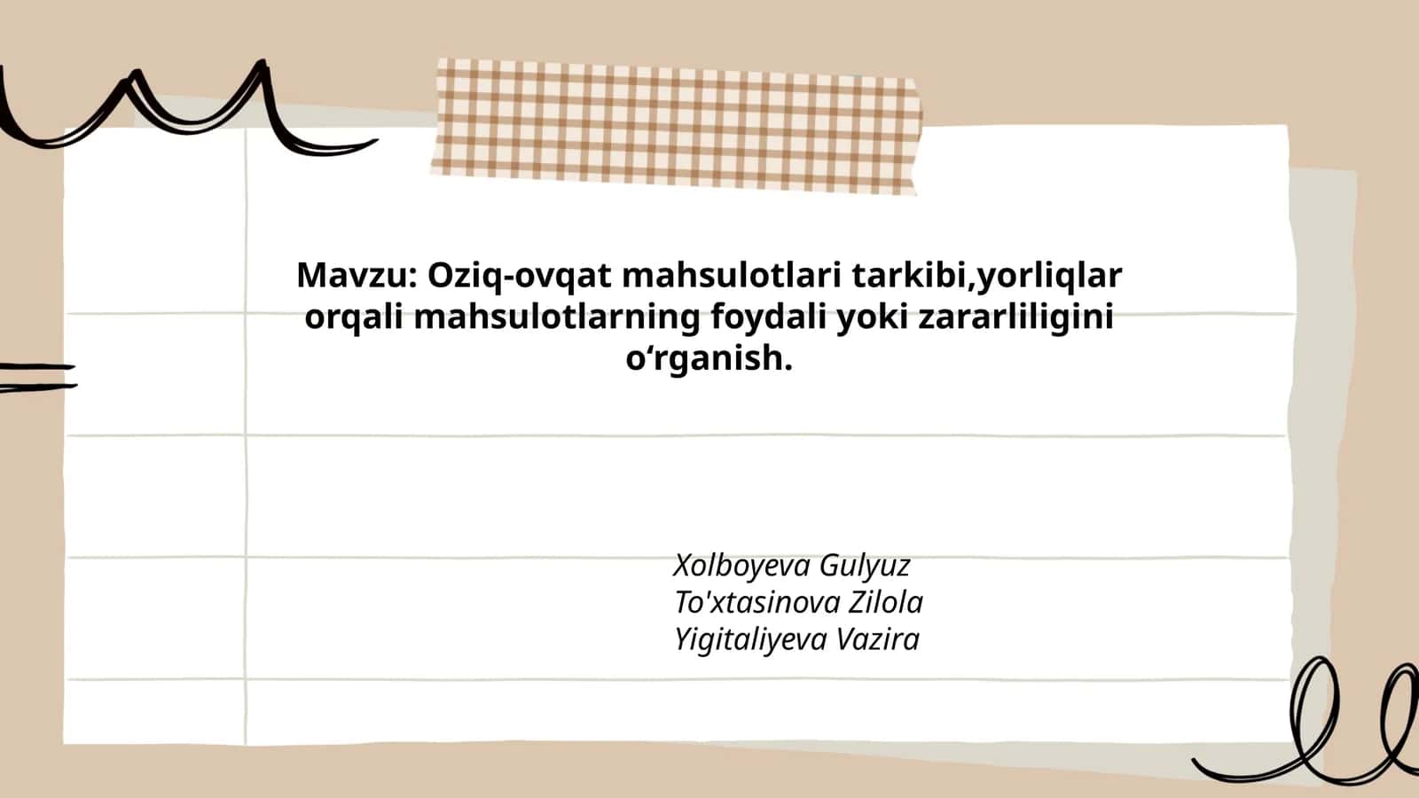 Oziq-ovqat mahsulotlari tarkibi,yorliqlar orqali mahsulotlarning foydali yoki zararliligini o‘rganish 1