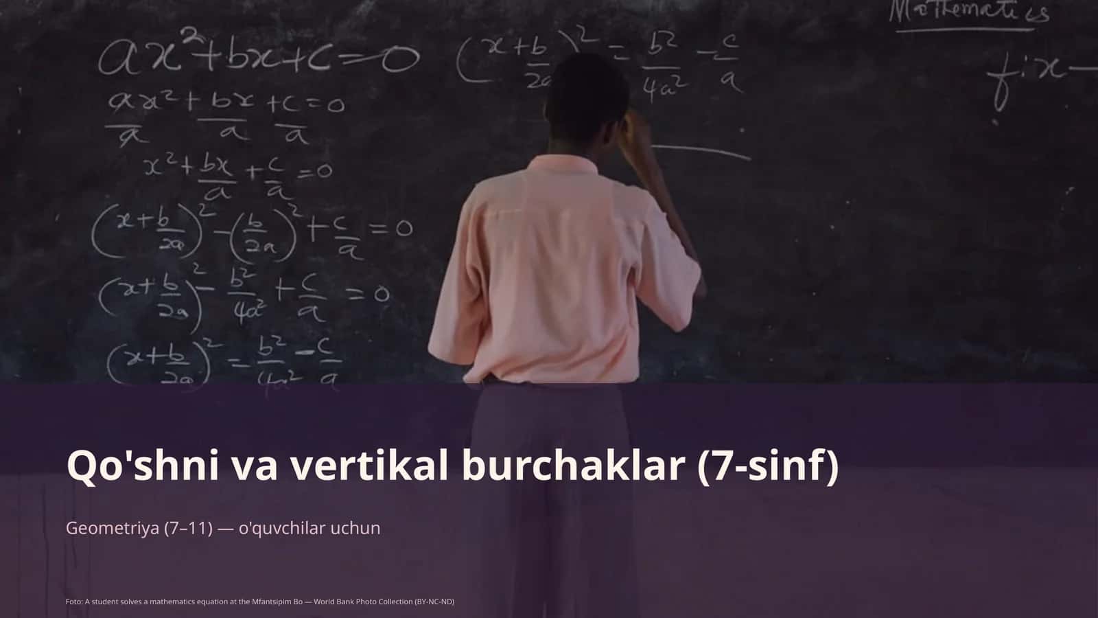 Qo'shni va vertikal burchaklar (7-sinf) 1