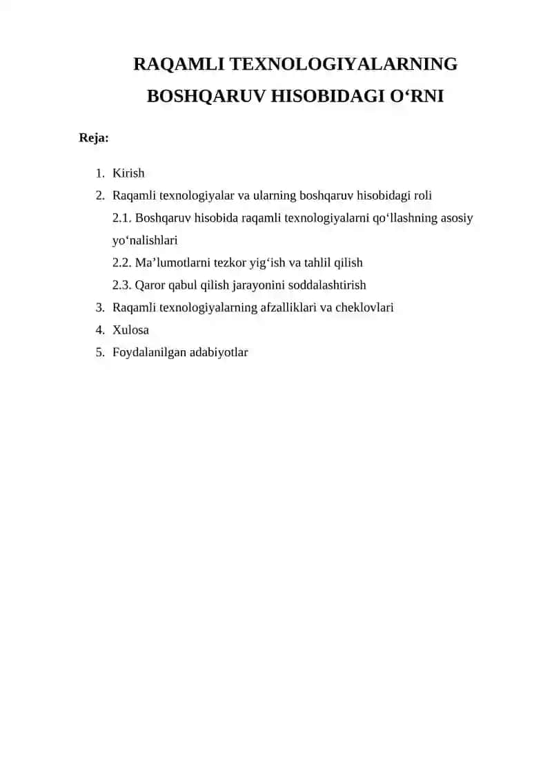 Raqamli texnologiyalarning boshqaruv hisobidagi o‘rni 1