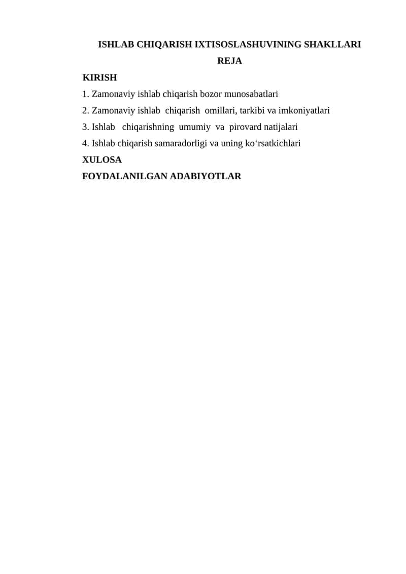 ISHLAB CHIQARISH IXTISOSLASHUVINING SHAKLLARI 1