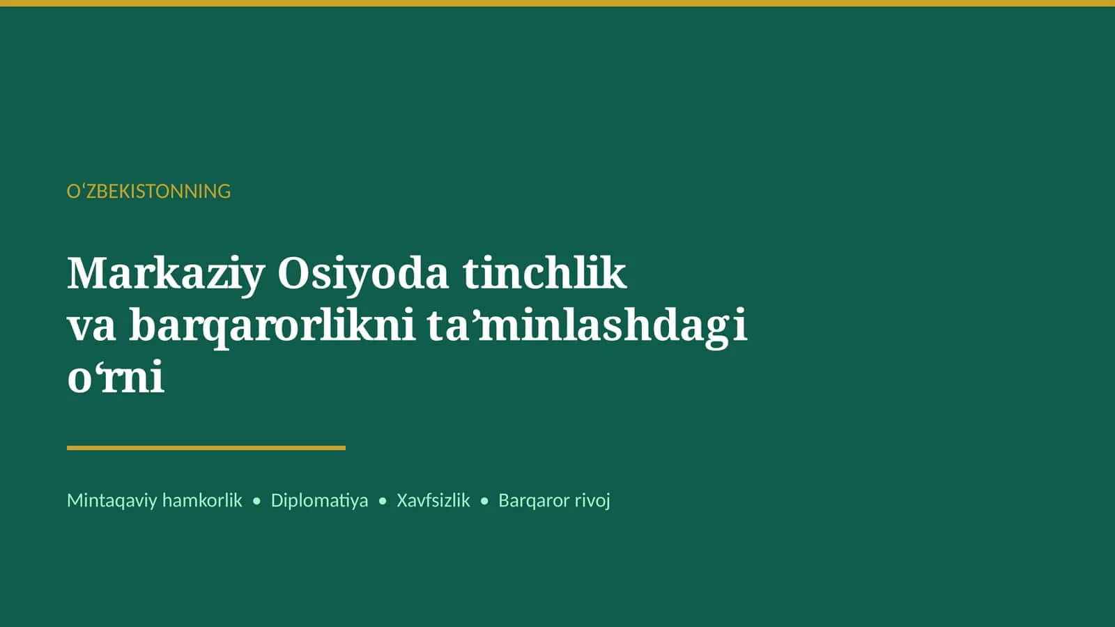 Tinchlik va barqarorlik 1