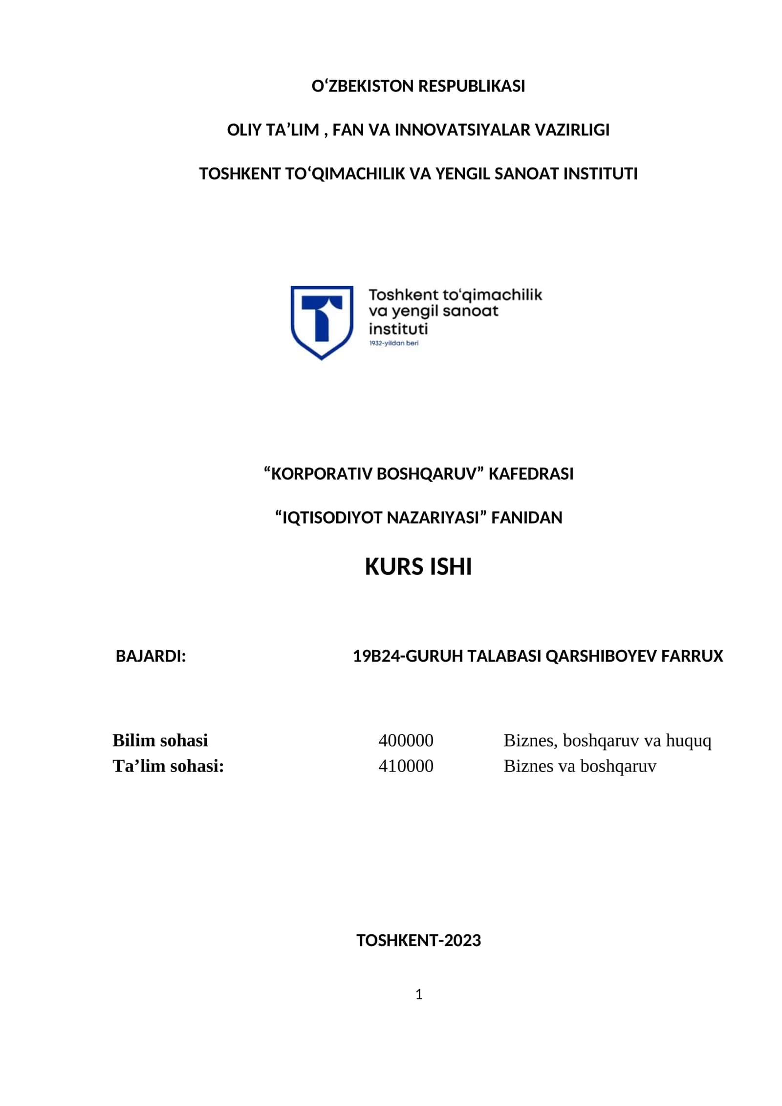 Ishsizlikning kelib chiqish sabablari va namoyon bo'lish shakllari 1