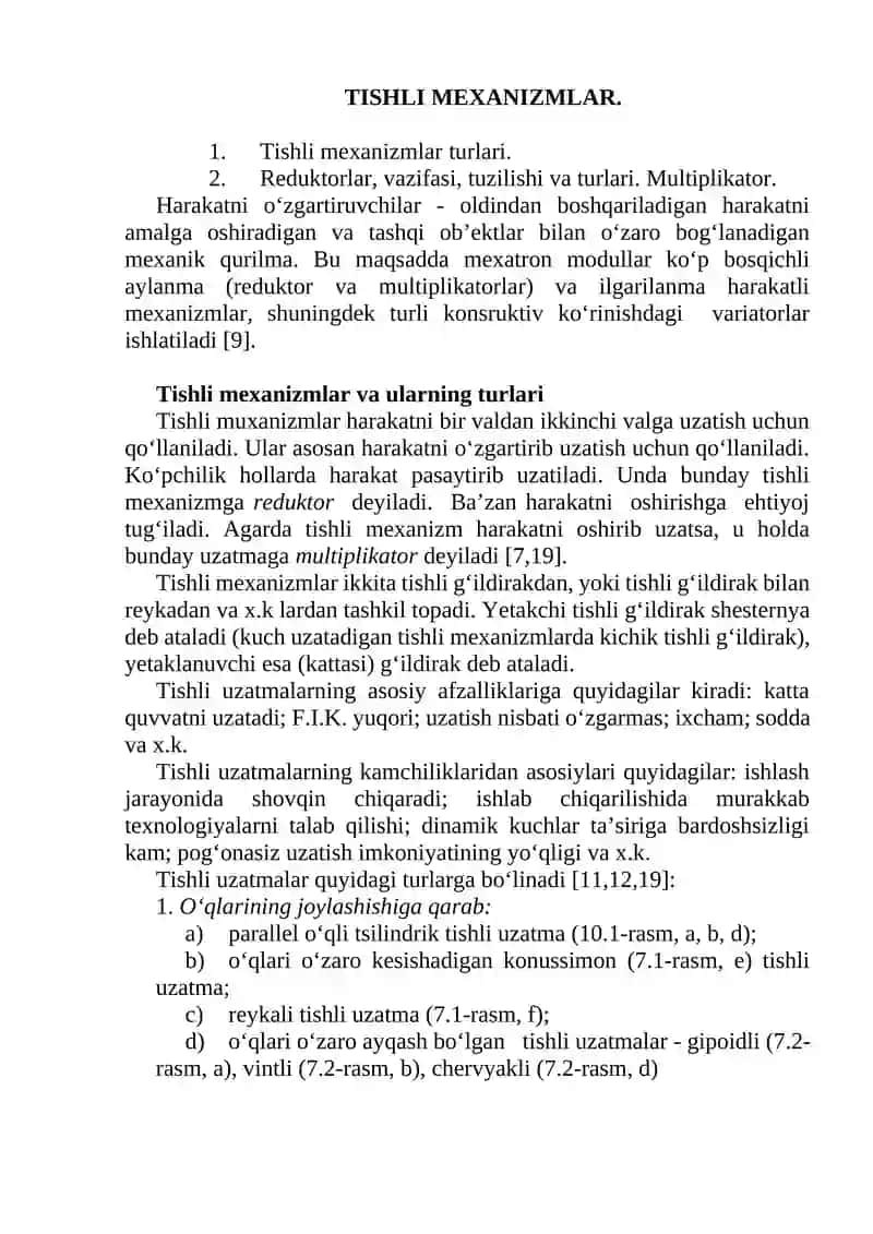 TISHLI MEXANIZMLAR.