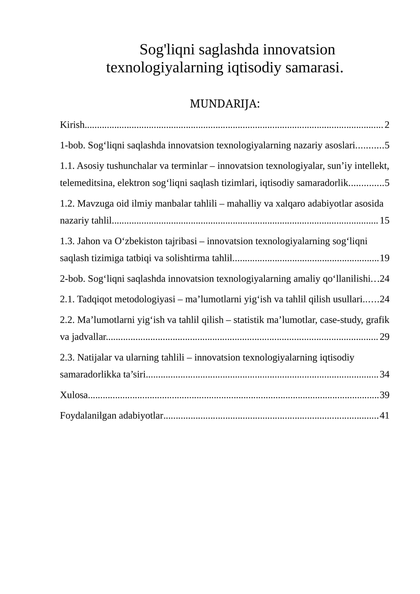 Sog'liqni saglashda innovatsion texnologiyalarning iqtisodiy samarasi 1