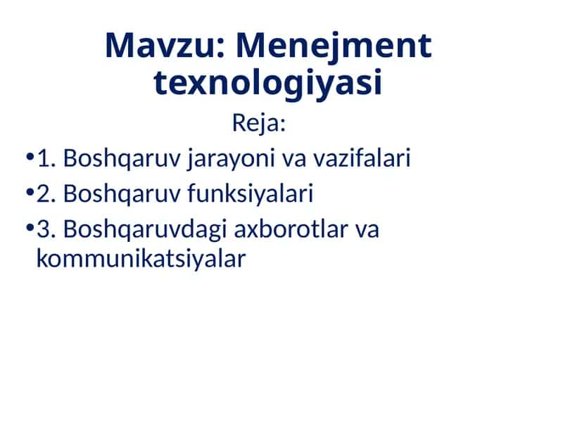 Menejment texnologiyasi 1