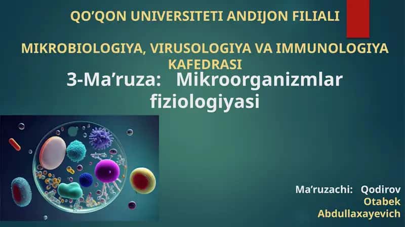Mikroorganizmlar fiziologiyasi 1