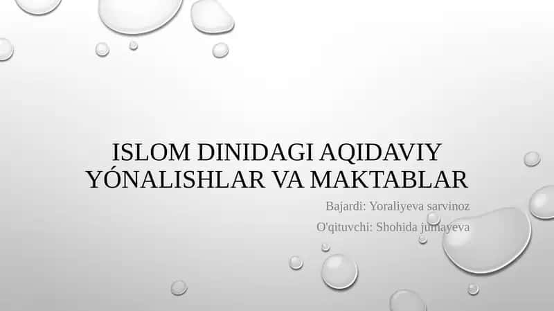 Islom dinidagi aqidaviy yonalishlar va maktablar 1