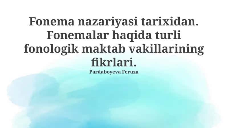 Fonema nazariyasi tarixidan 1