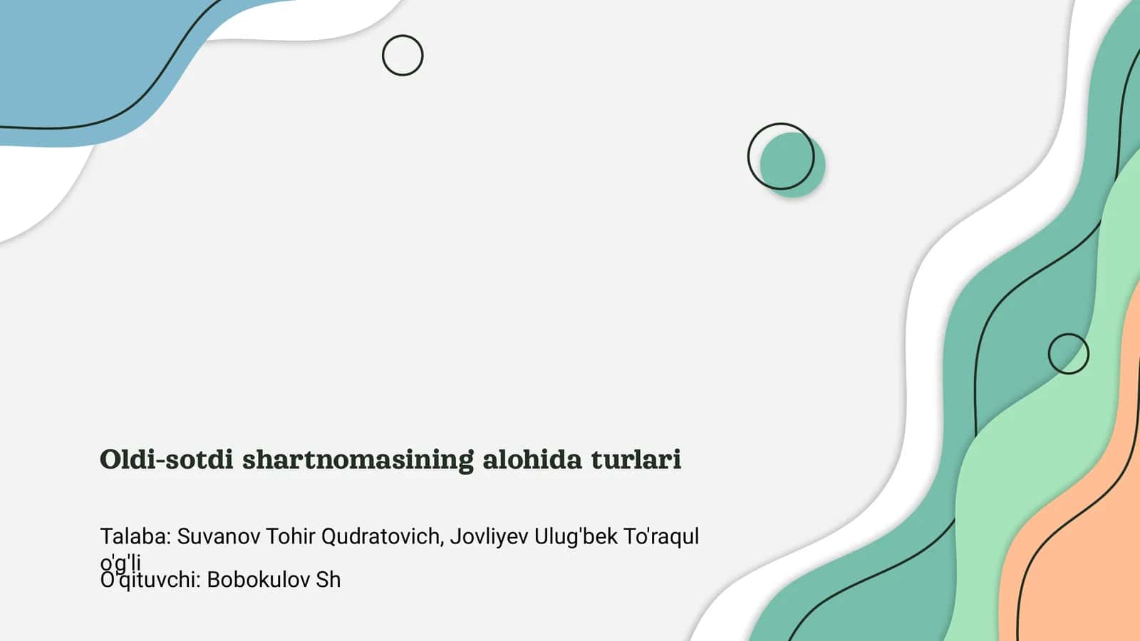 Oldi-sotdi shartnomasining alohida turlari 1
