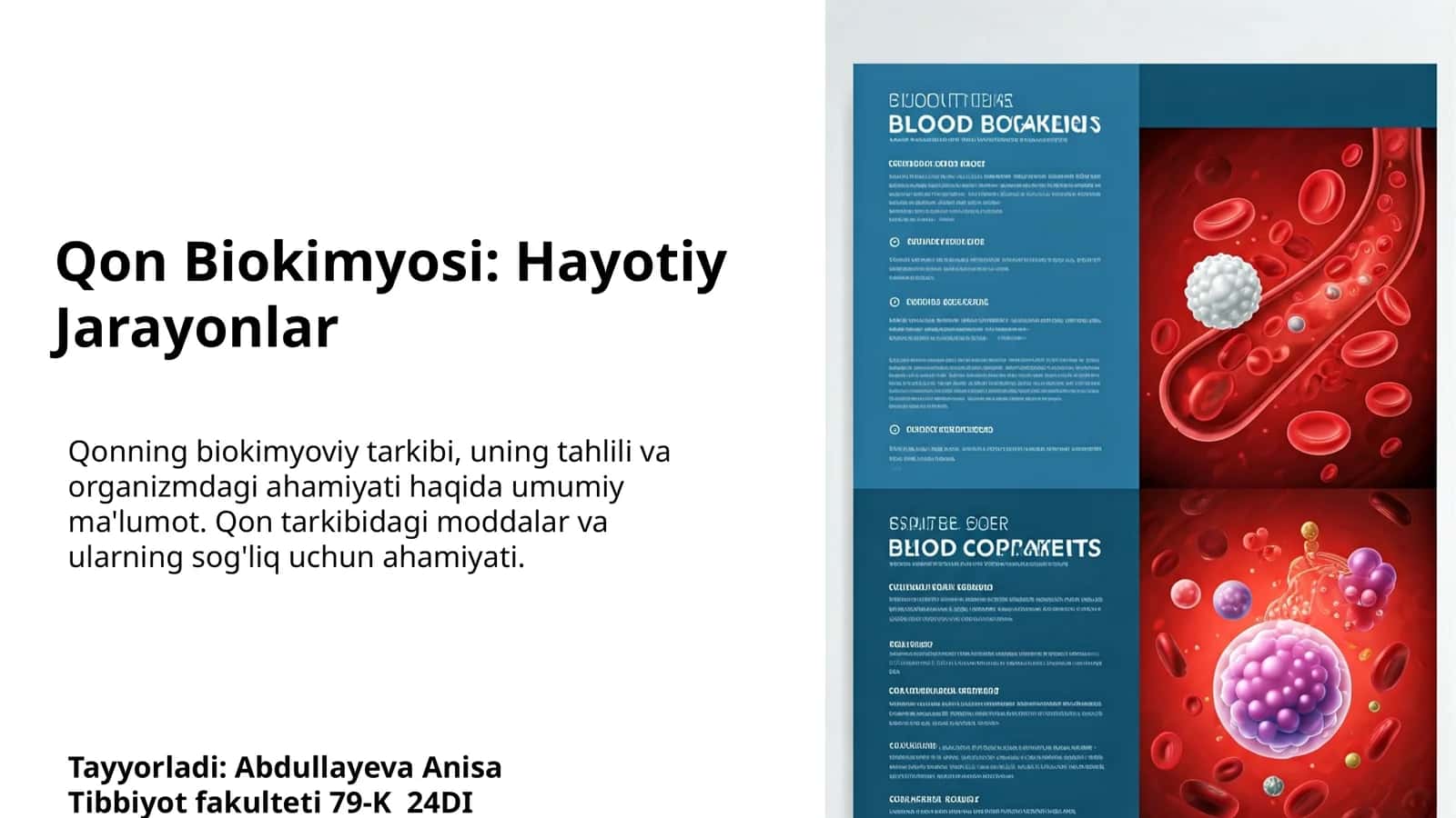 Qon Biokimyosi: Hayotiy Jarayonlar 1