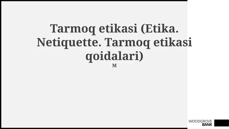Tarmoq Axloqi 1