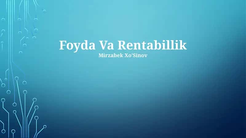 Foyda Va Rentabillik 1