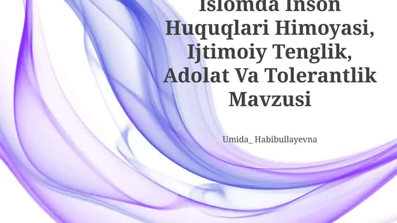 Islomda Inson Huquqlari Himoyasi, Ijtimoiy Tenglik, Adolat Va Tolerantlik Mavzusi 1