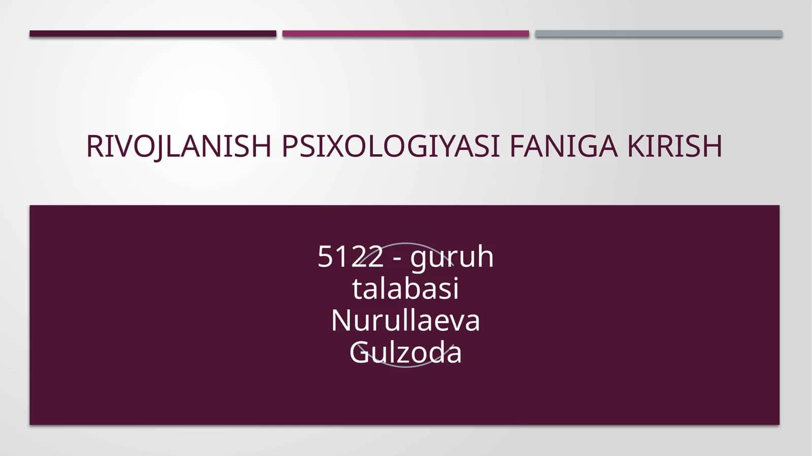 Rivojlanish psixologiyasi faniga kirish 1