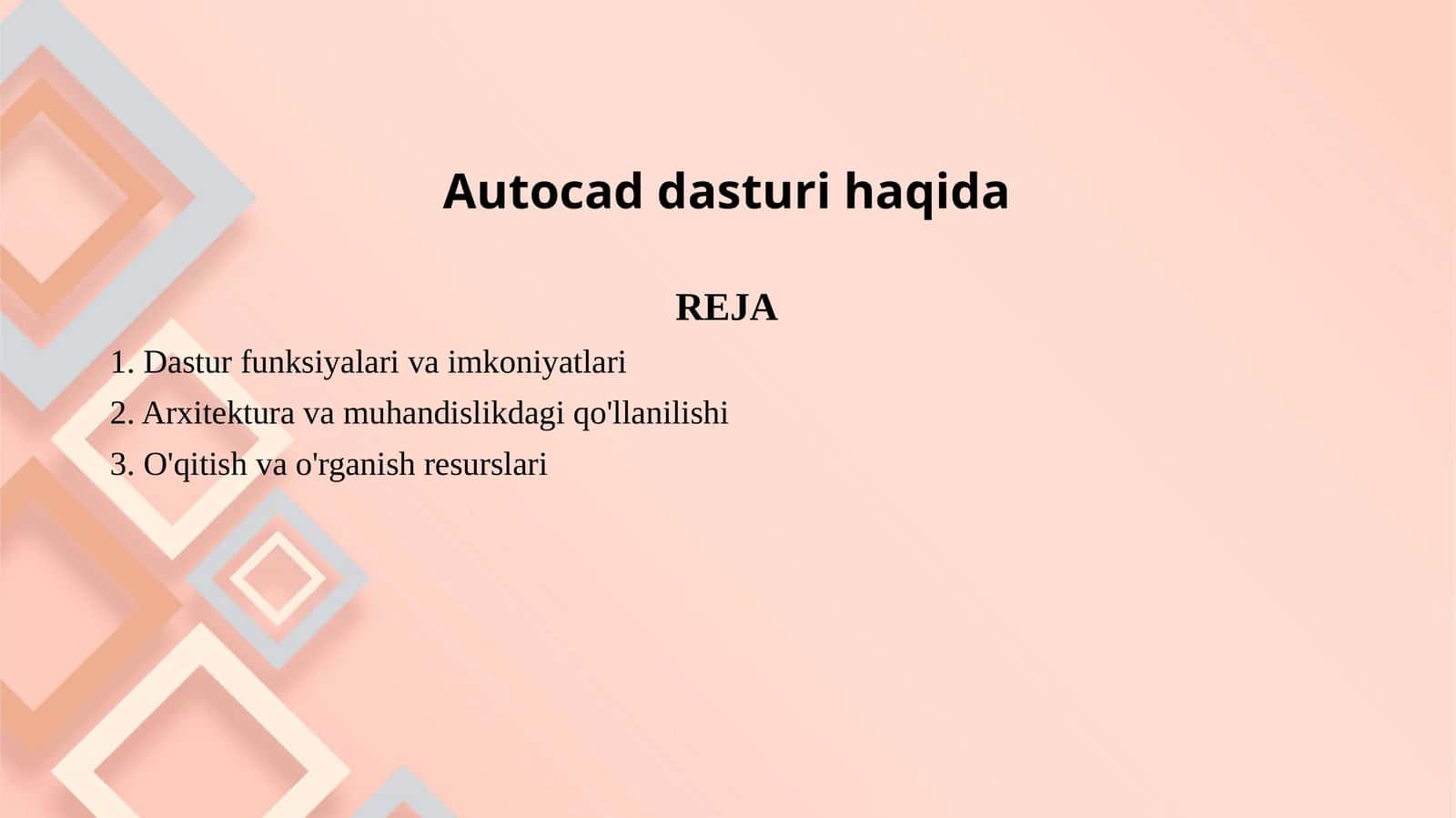 Autocad dasturi haqida 1
