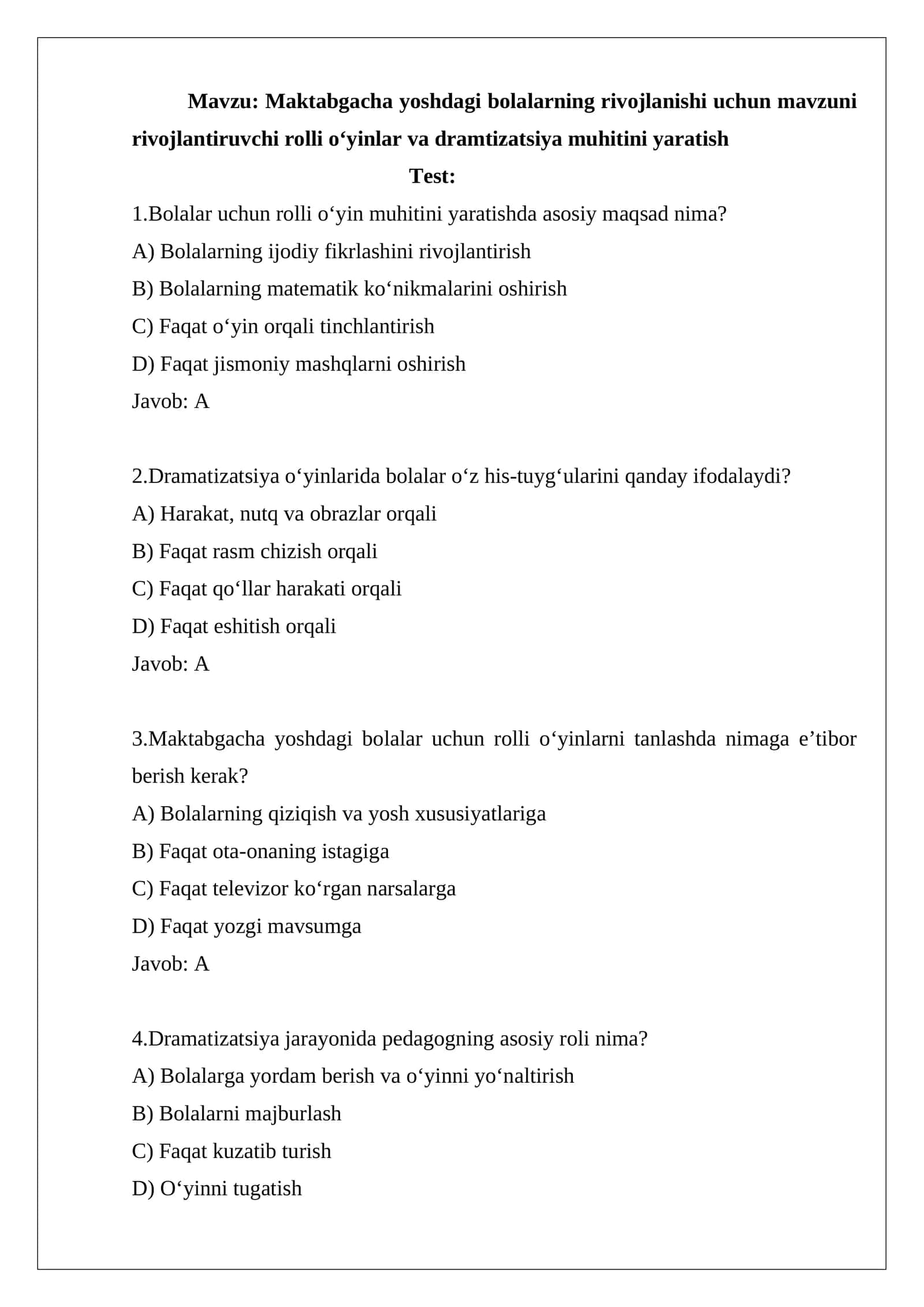 Bolalar uchun maktabgacha dramtizatsiya o'yinlari 1
