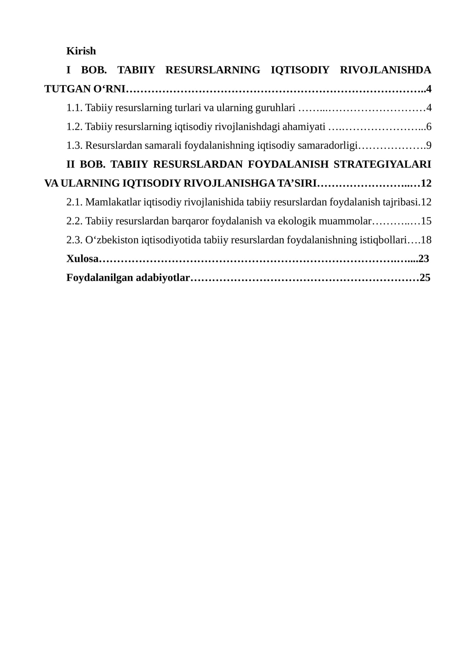 TABIIY RESURSLARNING IQTISODIY RIVOJLANISHDA TUTGAN O‘RNI 1
