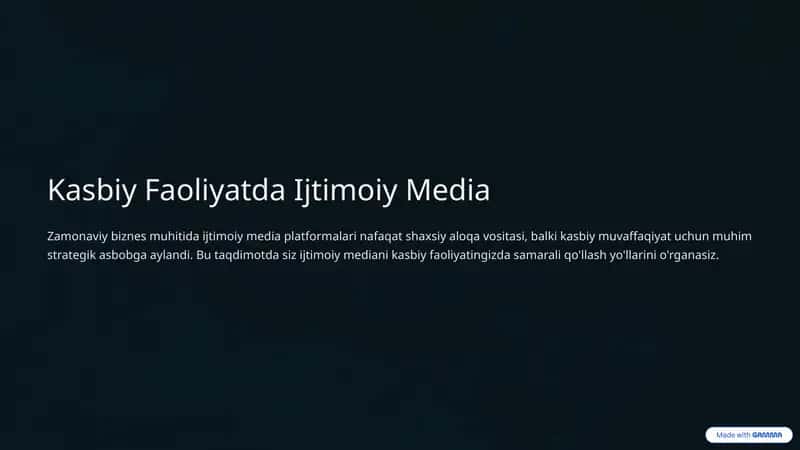 Kasbiy Faoliyatda Ijtimoiy Media 1