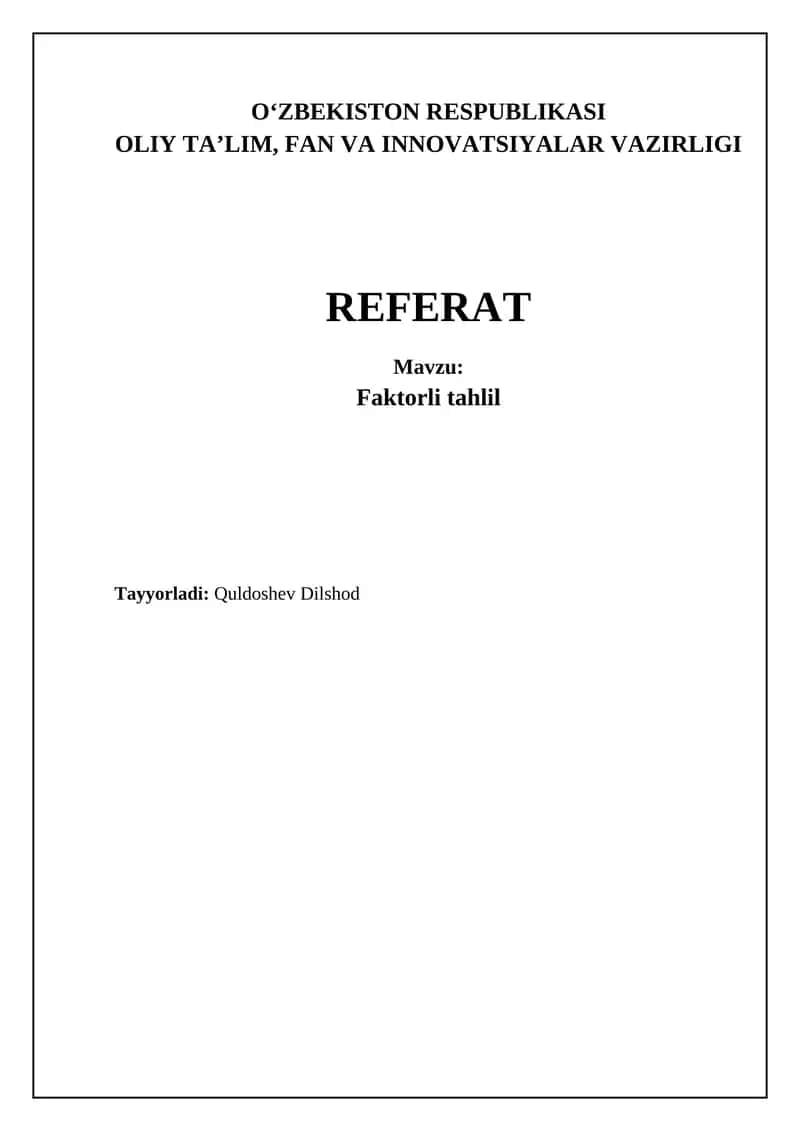 Faktorli tahlil 1