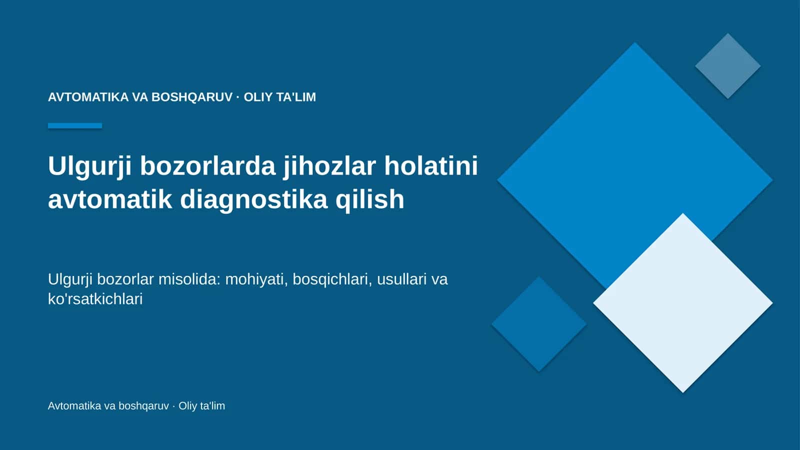 ulgurji bozorlarda jihozlar holatini avtomatik diagnostika qilish 6085 1