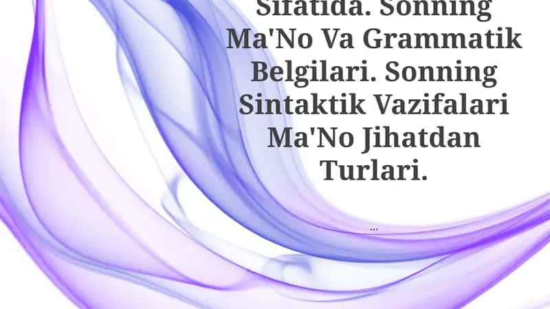 Son SoʻZ Turkumi Sifatida 1