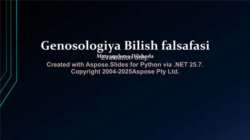 Genosologiya Bilish falsafasi 1