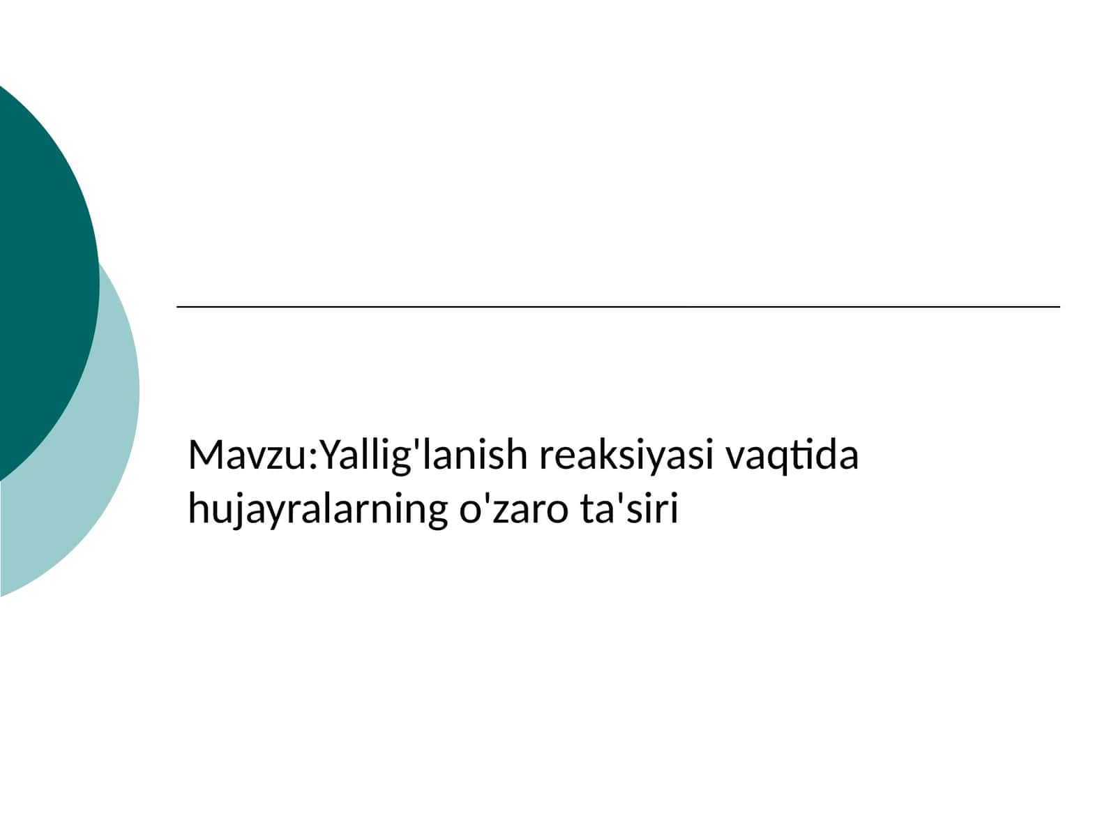 Yallig’lanish reaksiyasi vaqtida hujayralarning o'zaro ta'siri 1