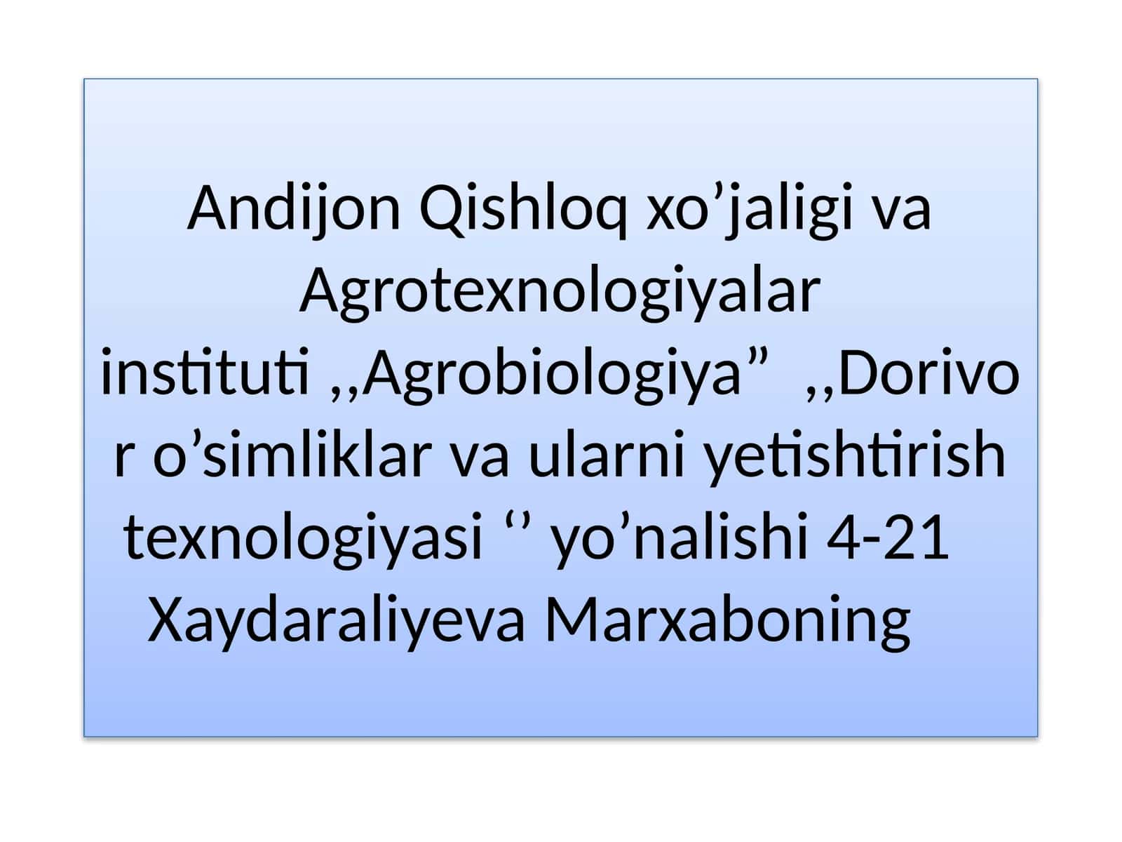 Dorivor o’simliklar va ularni yetishtirish texnologiyasi 1