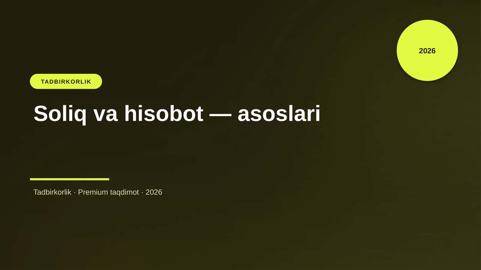 Soliq va hisobot — asoslari 1