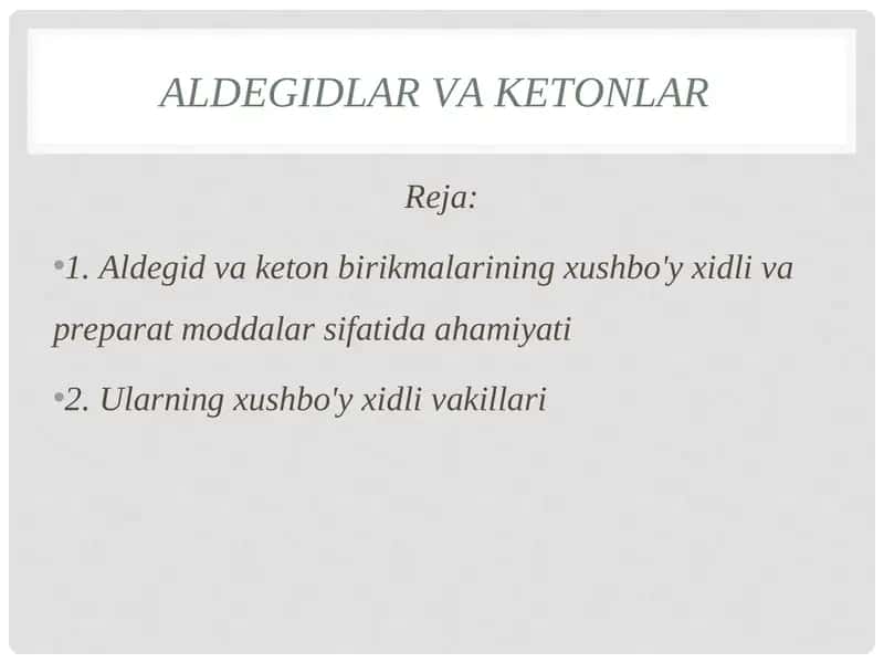 Aldegidlar va ketonlar 1