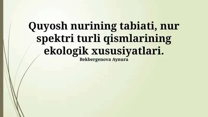 Quyosh Nuri Tabiati 1